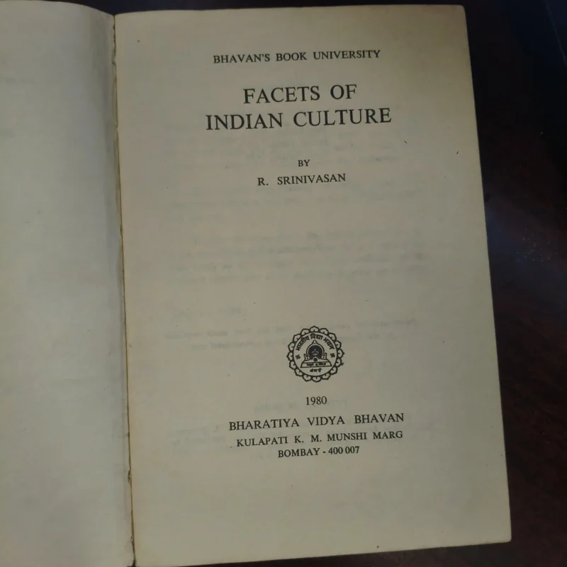 Facets of Indian Culture by R. Srinivasan | 1980 Vintage Indian Culture Book